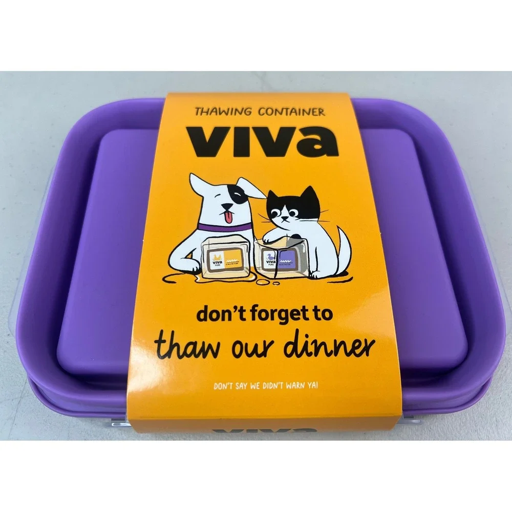VIVA Raw Dog Cat Food Thawing Container Purple Silicone Collapsible Pet Feeder